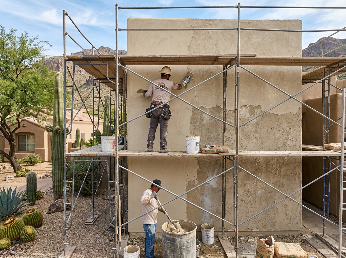 Full stucco recoat project in Scottsdale home